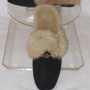 NUCOLLECTIONS FLAT MULE STYLE FUR LINED SHOES SIZE 8 MEDIUM